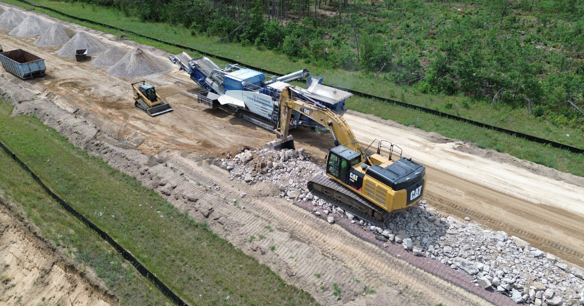 A photo of a road construction site built by Hoffman Construction Company
