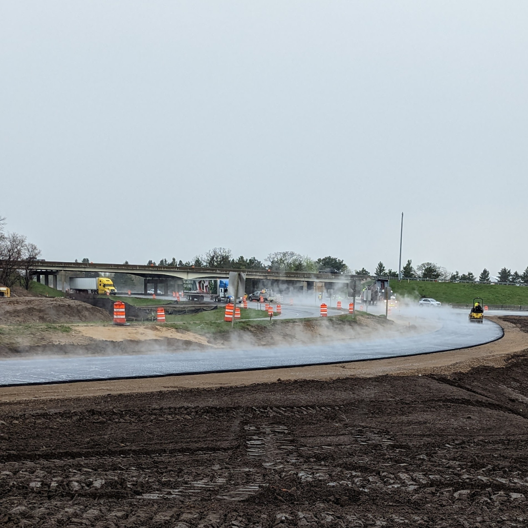 This is a photo of a road construction site built by Hoffman Construction Company and this is the Eau Claire wild Ridge project.
