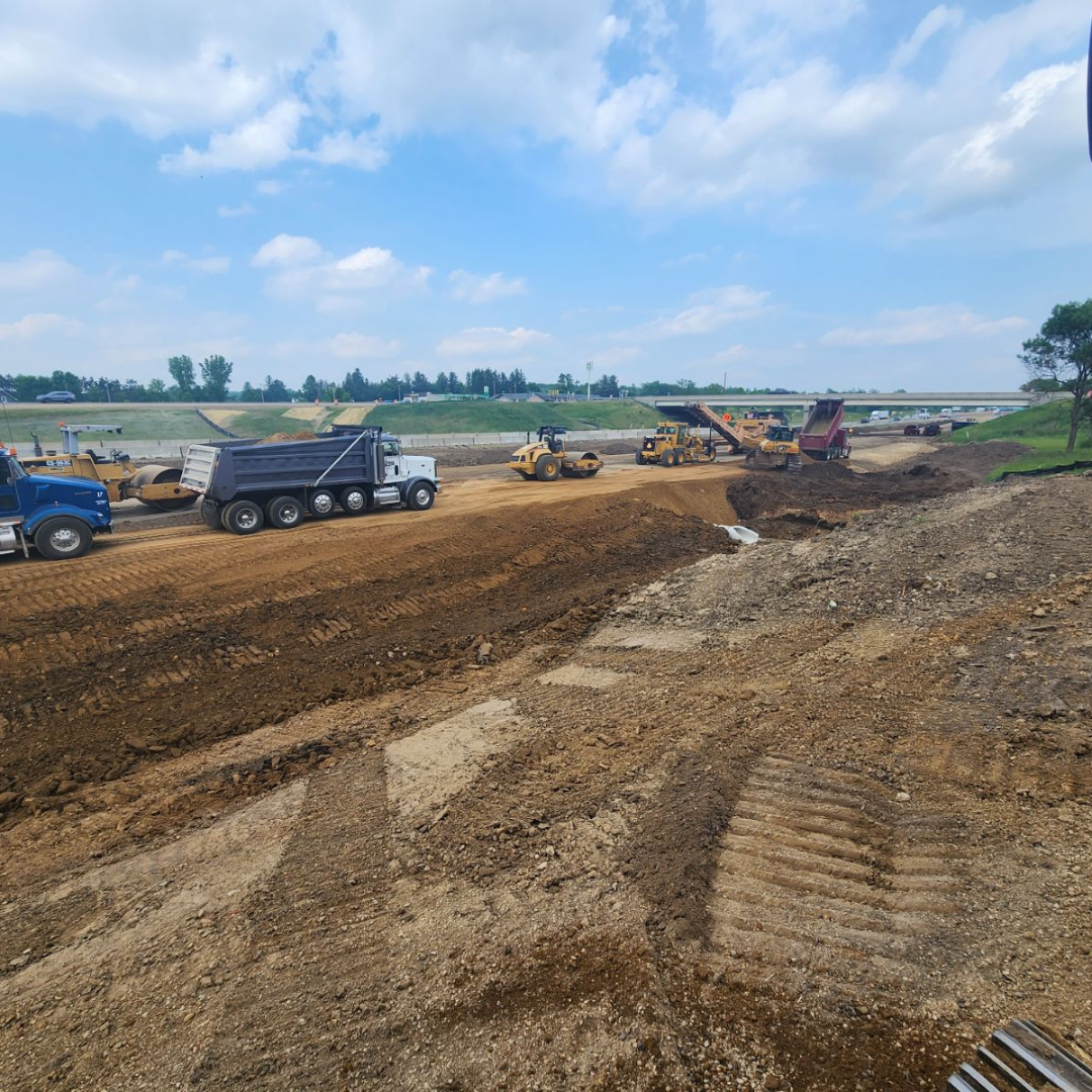 A photo of road construction being done in Woodville by Hoffman Construction Company