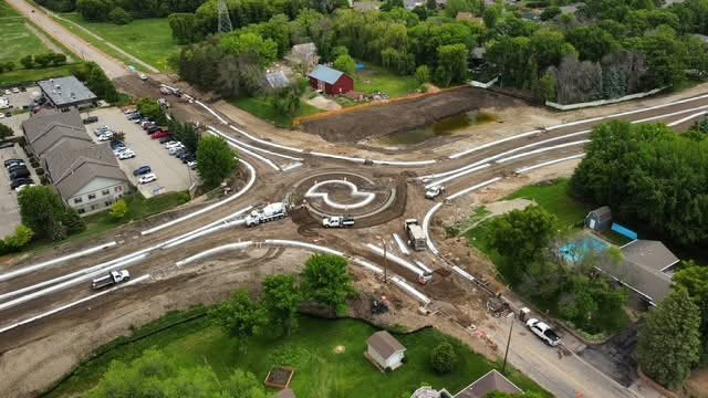 CHASKA, MN Drone 1 Chaska Minnesota Jobsite From Above, Drone Shot of Roundabout Construction