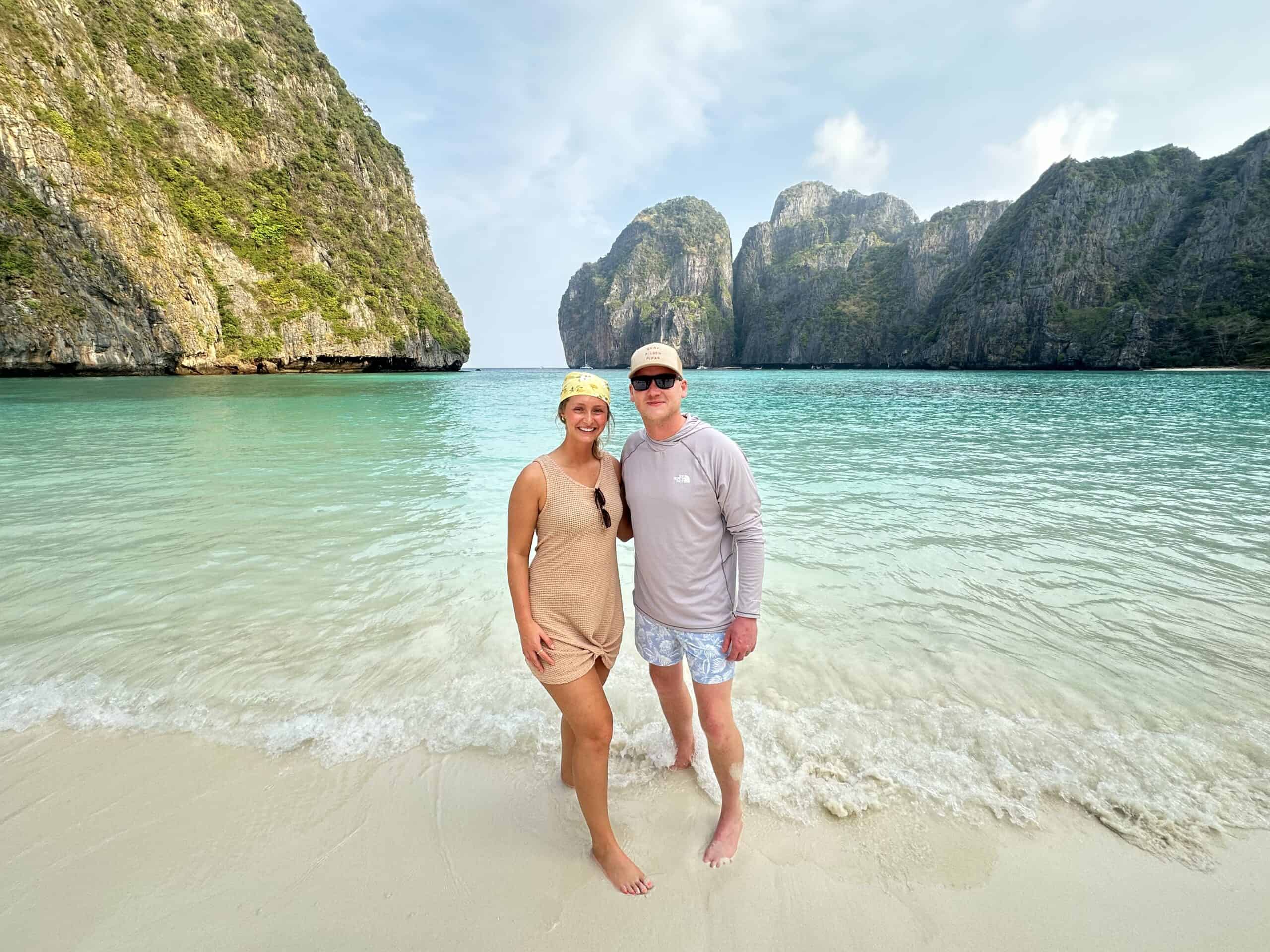 Honeymoon Photo 2 Will and Sam Standing On Thai Beach with Cliffs in the Background