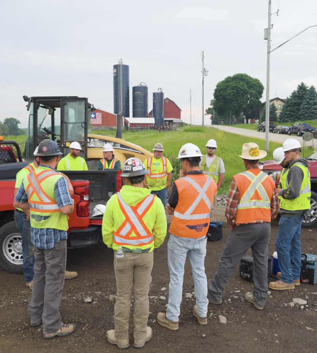 Morning Huddle Crew in Morning Safety Huddle at Ixonia Jobsite