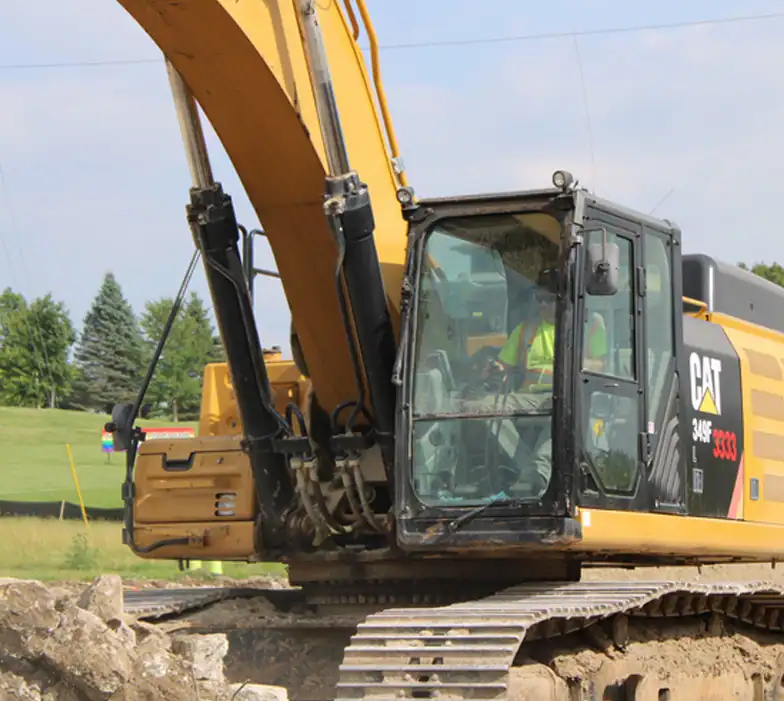 Dirt Excavation Site at Jordan, MN Road Construction Site, Water Pooling in Middle