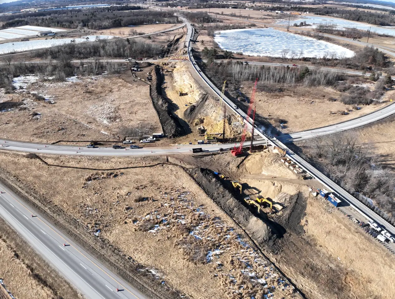 Tomah, Wisconsin construction project viewed from the air
